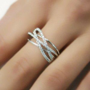 New Gorgeous 925 Silver Sim. Diamond Infinity Bands Ring